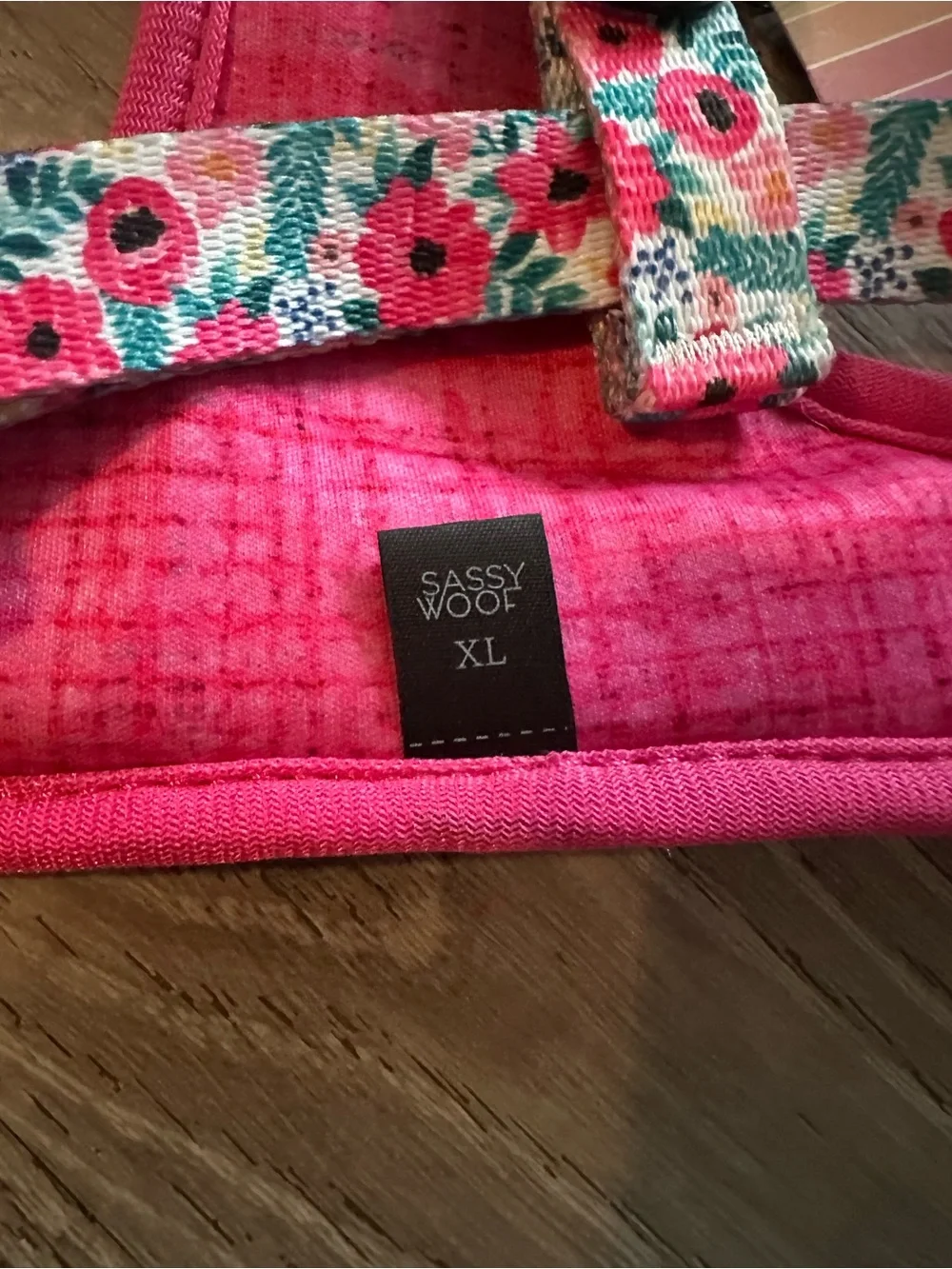 Sassy Woof Floral Pink Dog Harness-reversible harness-size XL